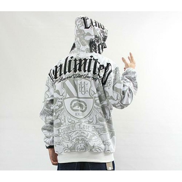 Men's Hip Hop Ecko Unltd Zipper Cotton Lining Hoodie Graffiti Print Warm Sweater