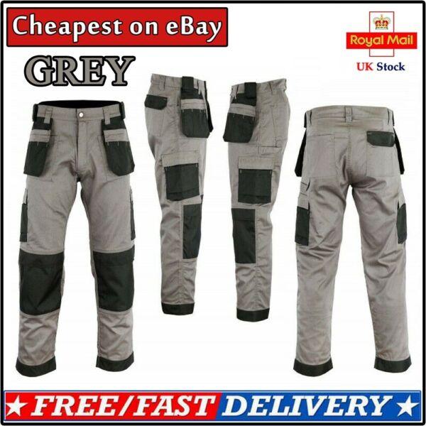 Men's Cargo Trousers Work trouser knee pad pocket Black Grey Khaki Heavy duty