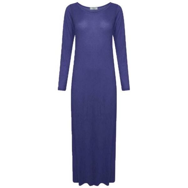 WOMENS LONG SLEEVE LONG MAXI DRESS LADIES PLAIN MAXI JERSEY PLUS SIZE 8-26