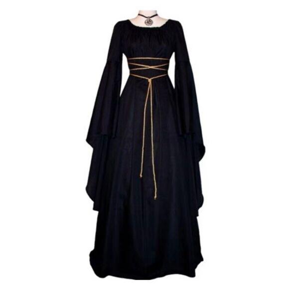 Renaissance Medieval Witch Fancy Dress Costume Gothic Women Victorian Gown